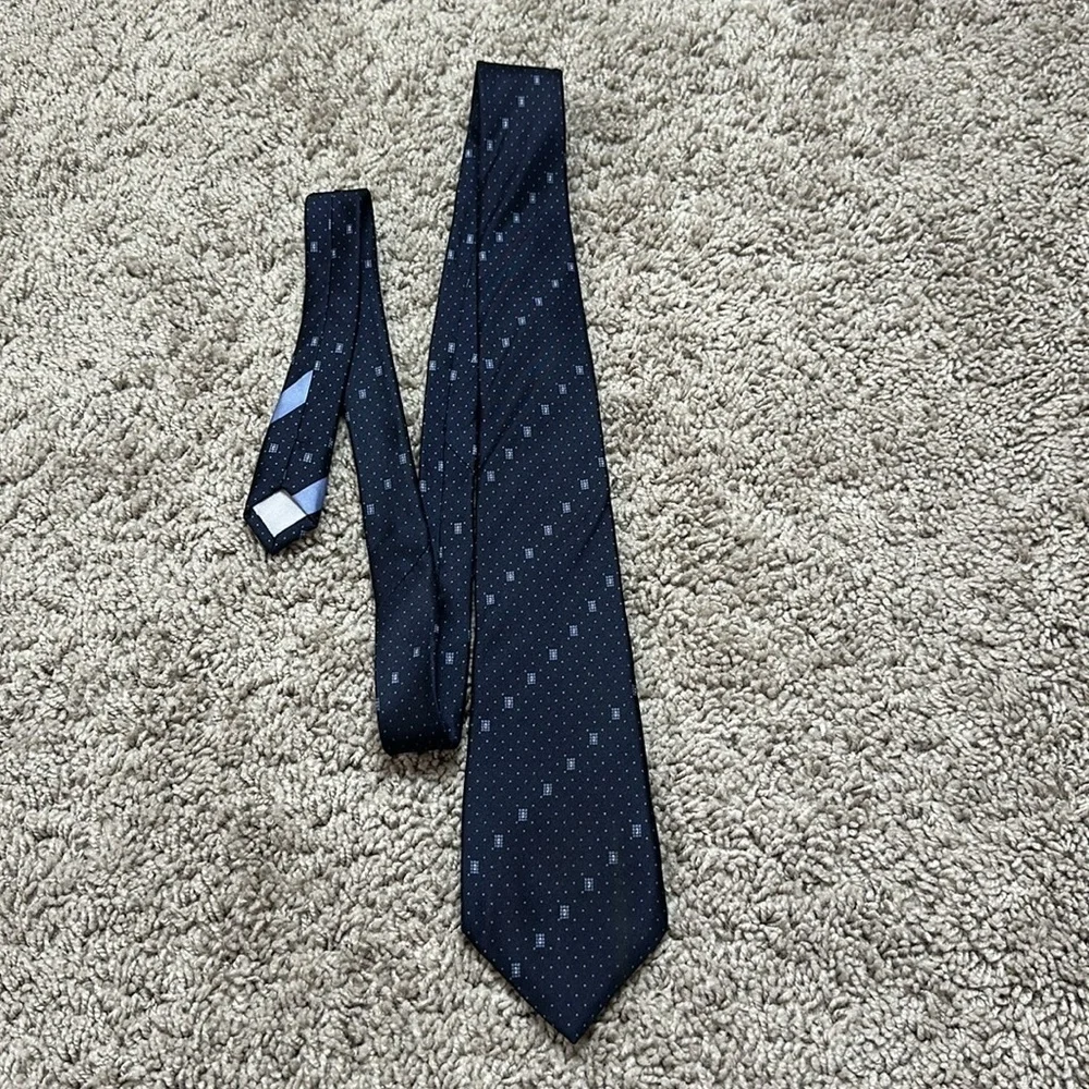 PACO RABANNE Paris Men’s Silk Tie Navy Blue Made In Italy